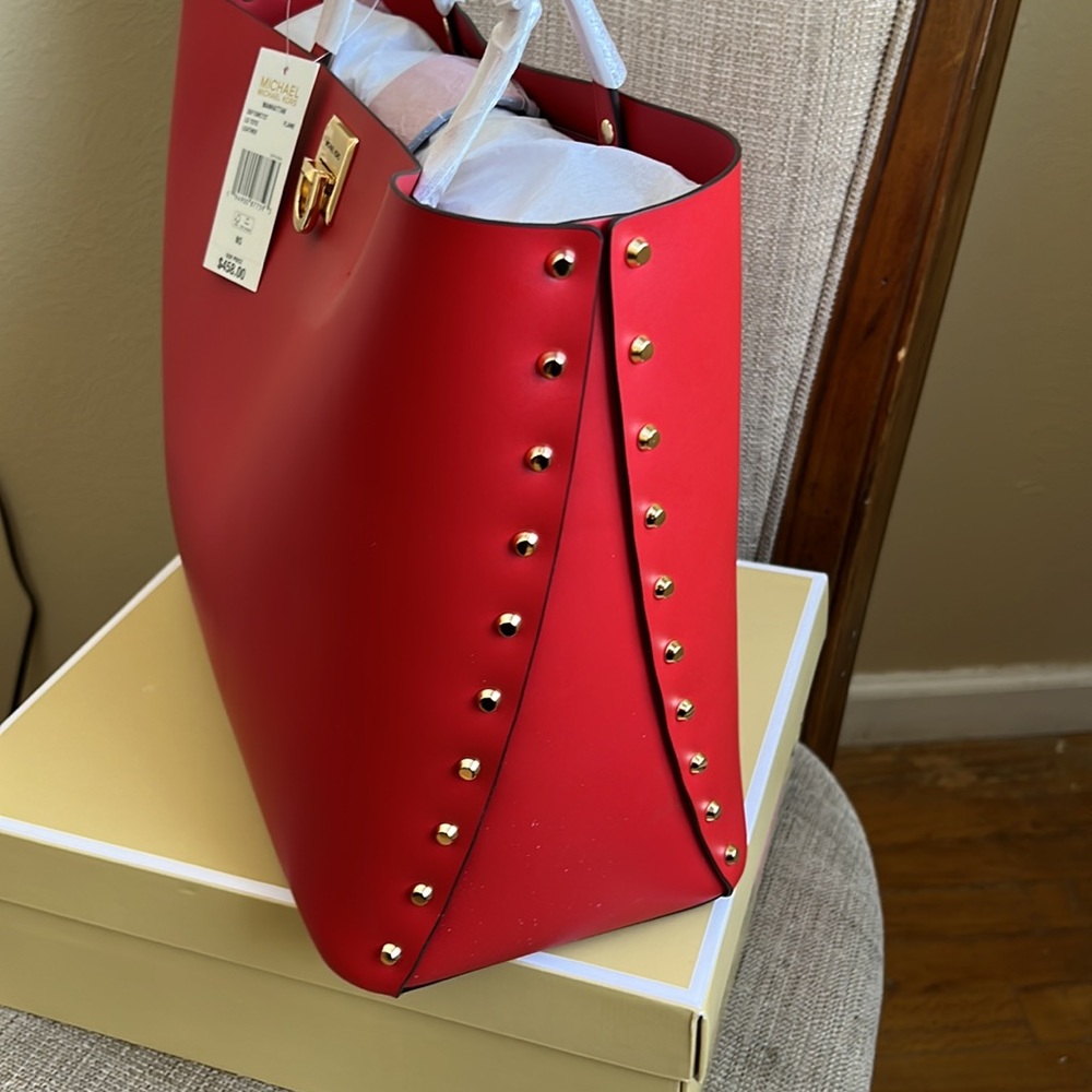 Michael Kors Manhattan Large Tote Leather Red Flame - Picture 5 of 13